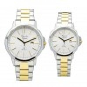 Alexandre Christie AC 1014 Silver Gold Steel Couple